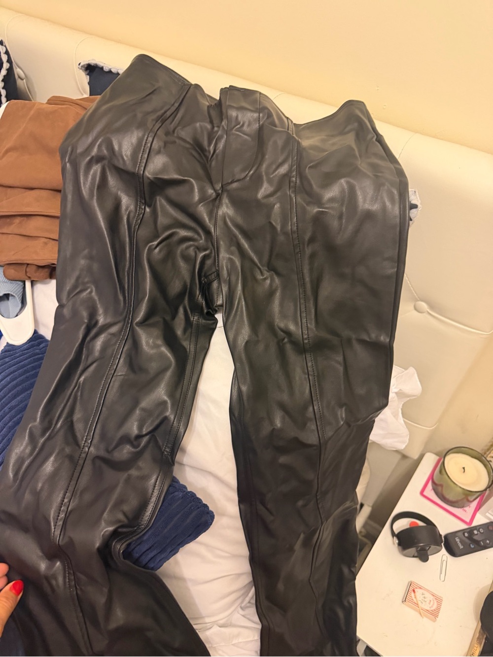 Free People Black Faux Leather Straight-Leg Pants